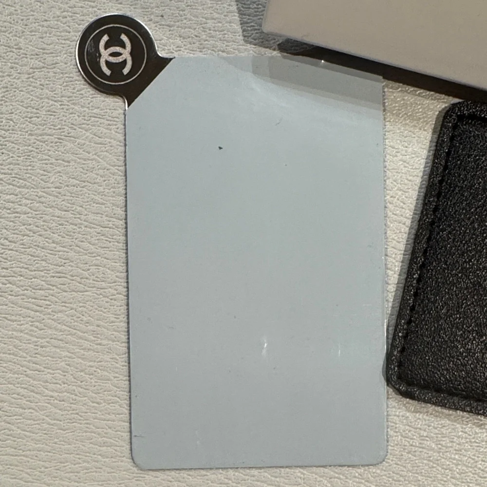 CHANEL Black Vegan Leather Card Holder and Mirror